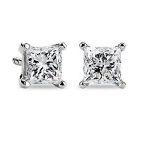 Renaissance Collection 16k White Gold 925 Sterling Silver CZ Stud Earrings
